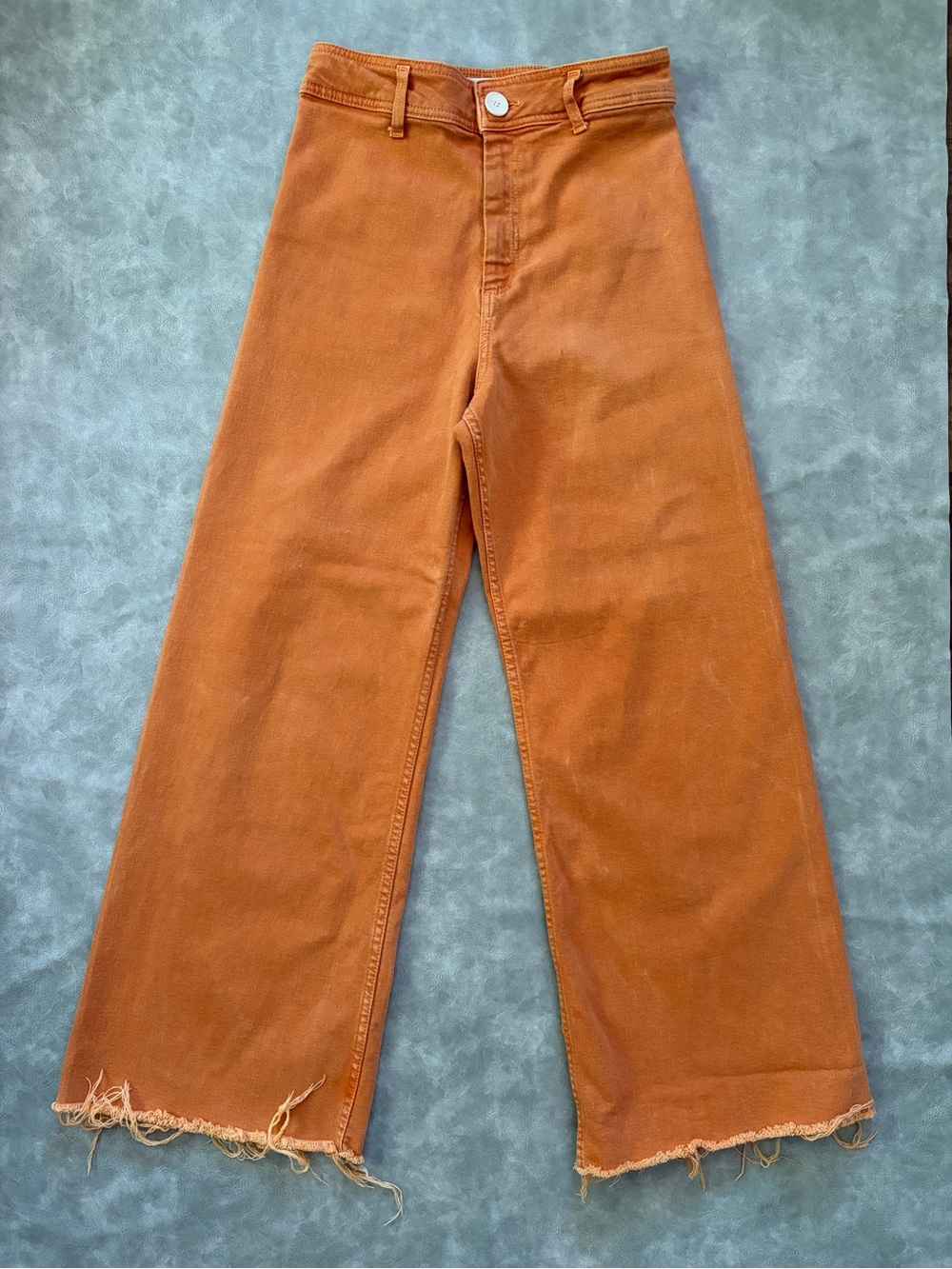 Zara burnt orange high rise wide leg flare jeans - Picture 6 of 14